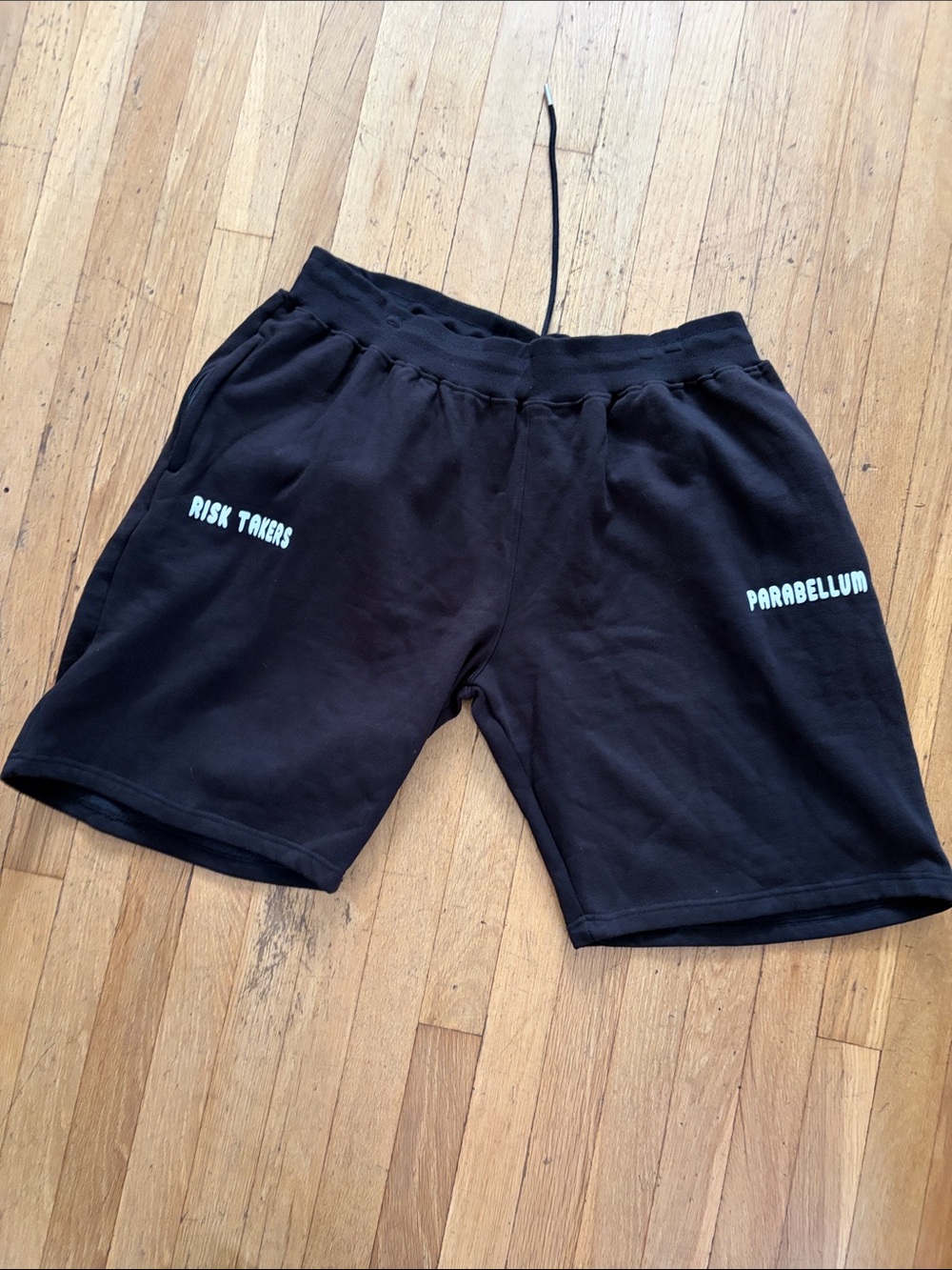 Black Men's Casual Sweatshorts with Contrast Text